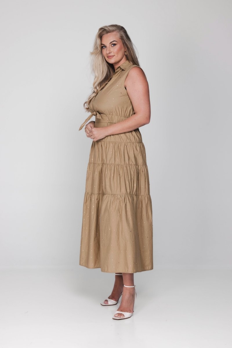 Accentil Robin dress Sand sparkle – Jurken van Accentil, kleur xs, maat | Jo&Co Club