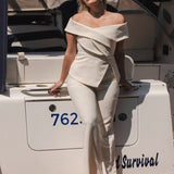 Accentil Tessa top | Off-white in Licht ivoorwit, getailleerd