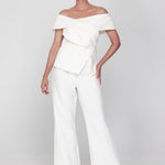 Accentil Tessa top | Off-white in Crème wit, wide leg