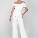 Accentil Tessa top | Off-white in Crème wit, wide leg