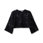 Productfoto top met bloemen Accentil Teya in black bean | Jo&Co Club