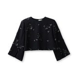 Productfoto top met bloemen Accentil Teya in black bean | Jo&Co Club