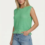 Gebreide top knitting top Vivid Green – mouwloze top met franjes | Jo&Co Club