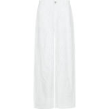 Broek pants offwhite – lange broek met broderie anglaise patroon | Jo&Co Club