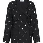 Blazer met studs Fluresk Dane in zwart – oversized met overslag en zilveren studs, voorkant | Jo&Co Club