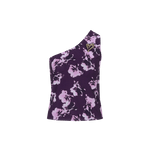 Top top Royal Plum - Paarse one-shoulder top met bloemenprint en hart detail | Jo&Co Club