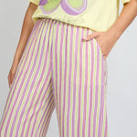 Fluresk Broek Aster in multicolor – Gestreepte broek met wijde pijpen | Jo&Co Club