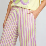 Fluresk Broek Aster in multicolor – Gestreepte broek met wijde pijpen | Jo&Co Club