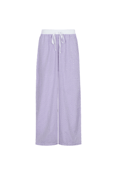 Fluresk Broek Leandra Violet – Gestreepte wide leg broek met contrasterende tailleband | Jo&Co Club