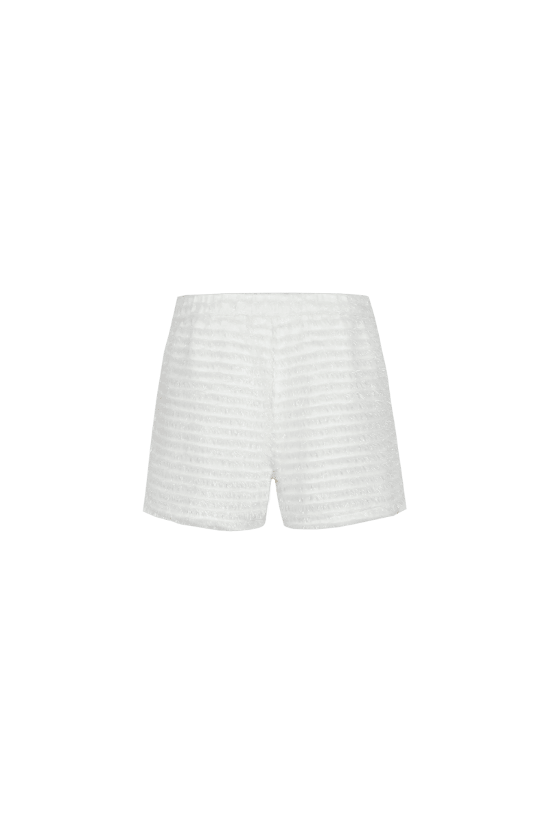 Fluresk shorts Offwhite – korte broek met getextureerde strepen | Jo&Co Club