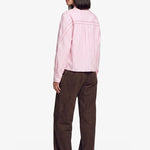 Donkerbruine suedine broek met rechte pijpen, achterkant | Fluresk Claris pants | Jo&Co Club