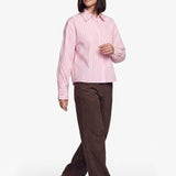 Donkerbruine suedine broek met rechte pijpen, vooraanzicht | Fluresk Claris pants | Jo&Co Club