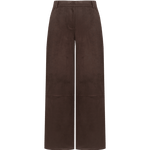 Donkerbruine suedine broek met rechte pijpen, productfoto | Fluresk Claris pants | Jo&Co Club