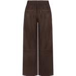 Donkerbruine suedine broek met rechte pijpen, productfoto achterzijde | Fluresk Claris pants | Jo&Co Club