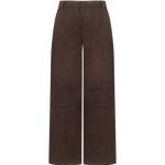 Donkerbruine suedine broek met rechte pijpen, productfoto | Fluresk Claris pants | Jo&Co Club