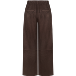 Donkerbruine suedine broek met rechte pijpen, productfoto achterzijde | Fluresk Claris pants | Jo&Co Club