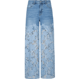 Broek pants Denim Mid Blue – Denim broek met lichtblauwe kanten pijpen | Jo&Co Club