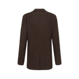 Bruine blazer met knoopsluiting en striksluiting opzij, productfoto achterzijde | Fluresk Feline blazer | Jo&Co Club