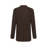 Bruine blazer met knoopsluiting en striksluiting opzij, productfoto achterzijde | Fluresk Feline blazer | Jo&Co Club