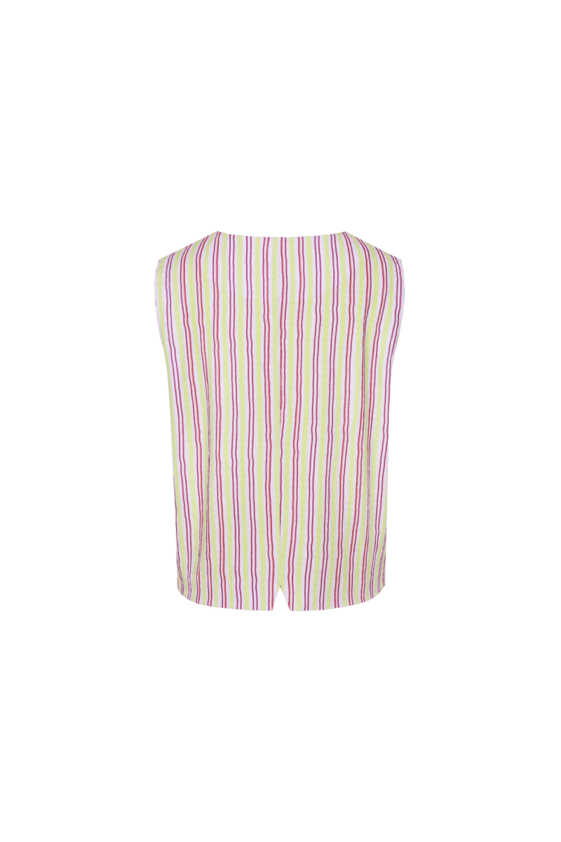 Fluresk Gilet Beatriz Orchid Purple/Vivid Pistache – Gestreepte gilet | Jo&Co Club