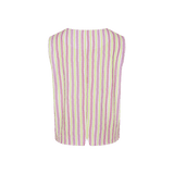Fluresk Gilet Beatriz Orchid Purple/Vivid Pistache – Gestreepte gilet | Jo&Co Club