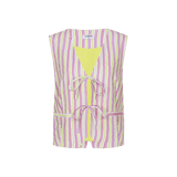 Fluresk Gilet Beatriz multicolor – gestreept gilet met gele details en striksluiting | Jo&Co Club