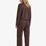 Donkerbruin suedine jack met rits, achterkant | Fluresk Ginny jacket | Jo&Co Club