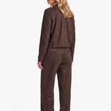 Donkerbruin suedine jack met rits, achterkant | Fluresk Ginny jacket | Jo&Co Club