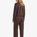 Donkerbruin suedine jack met rits, achterkant | Fluresk Ginny jacket | Jo&Co Club