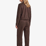 Donkerbruin suedine jack met rits, achterkant | Fluresk Ginny jacket | Jo&Co Club