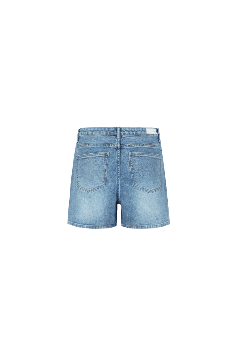 Fluresk shorts Denim Mid Blue - achterkant van de denim short met achterzakken | Jo&Co Club
