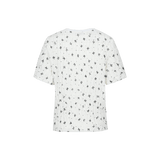 Fluresk top in Offwhite/Black – achterkant van witte top met zwarte strikjesprint | Jo&Co Club