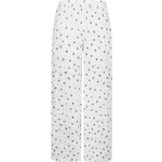 Broek pants Offwhite/Black – Witte broek met wijde pijpen en print van zwarte strikjes | Jo&Co Club