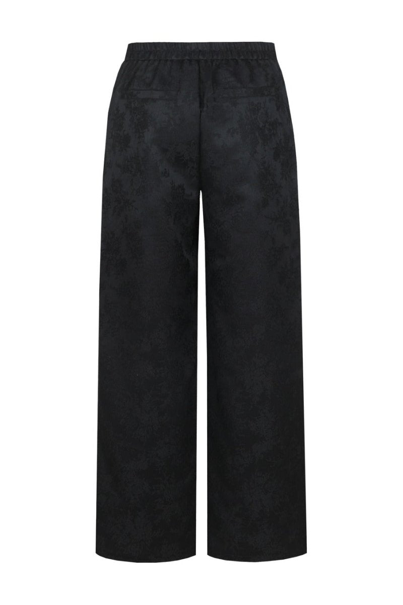 Achterkant jacquard broek Fluresk Marly met elastiek in de rug | Jo&Co Club