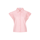 Blouse Fluresk Blush Peach – lichtroze blouse met ruchemouwen | Jo&Co Club