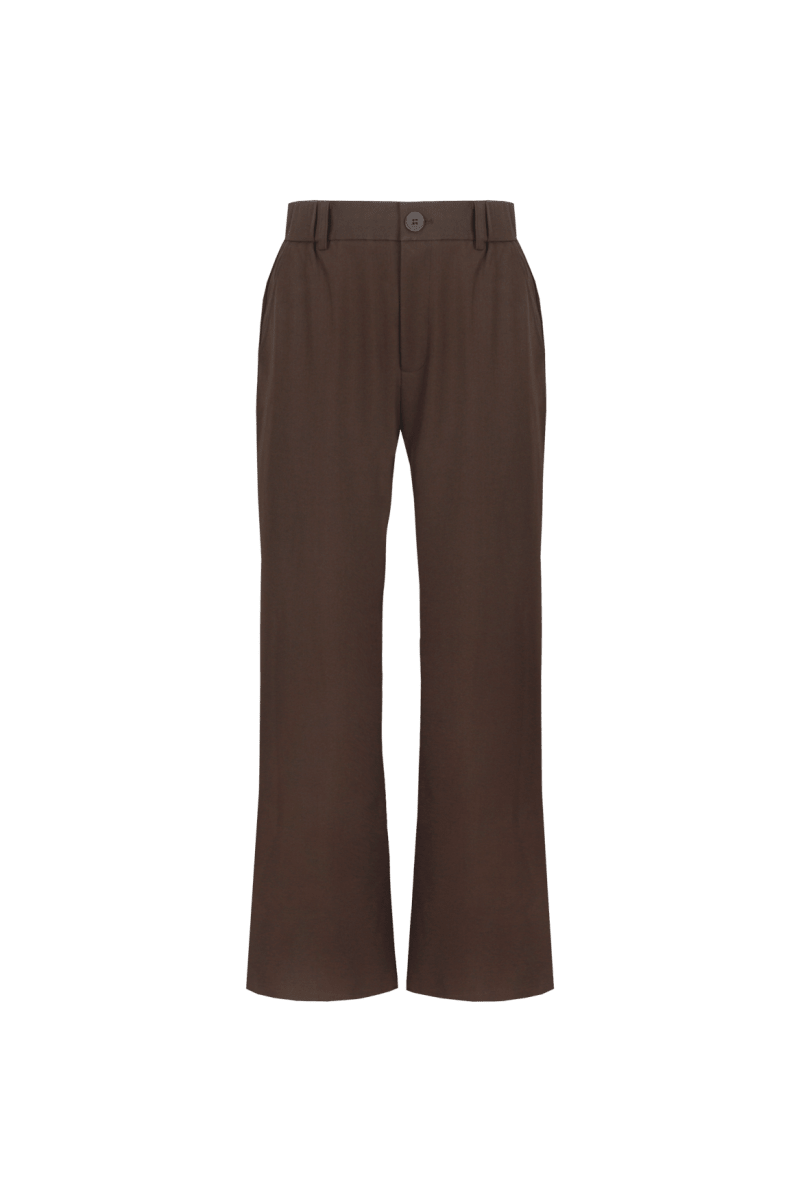 Bruine pantalon met rechte pijpen en persplooi, productfoto | Fluresk Javi pants | Jo&Co Club