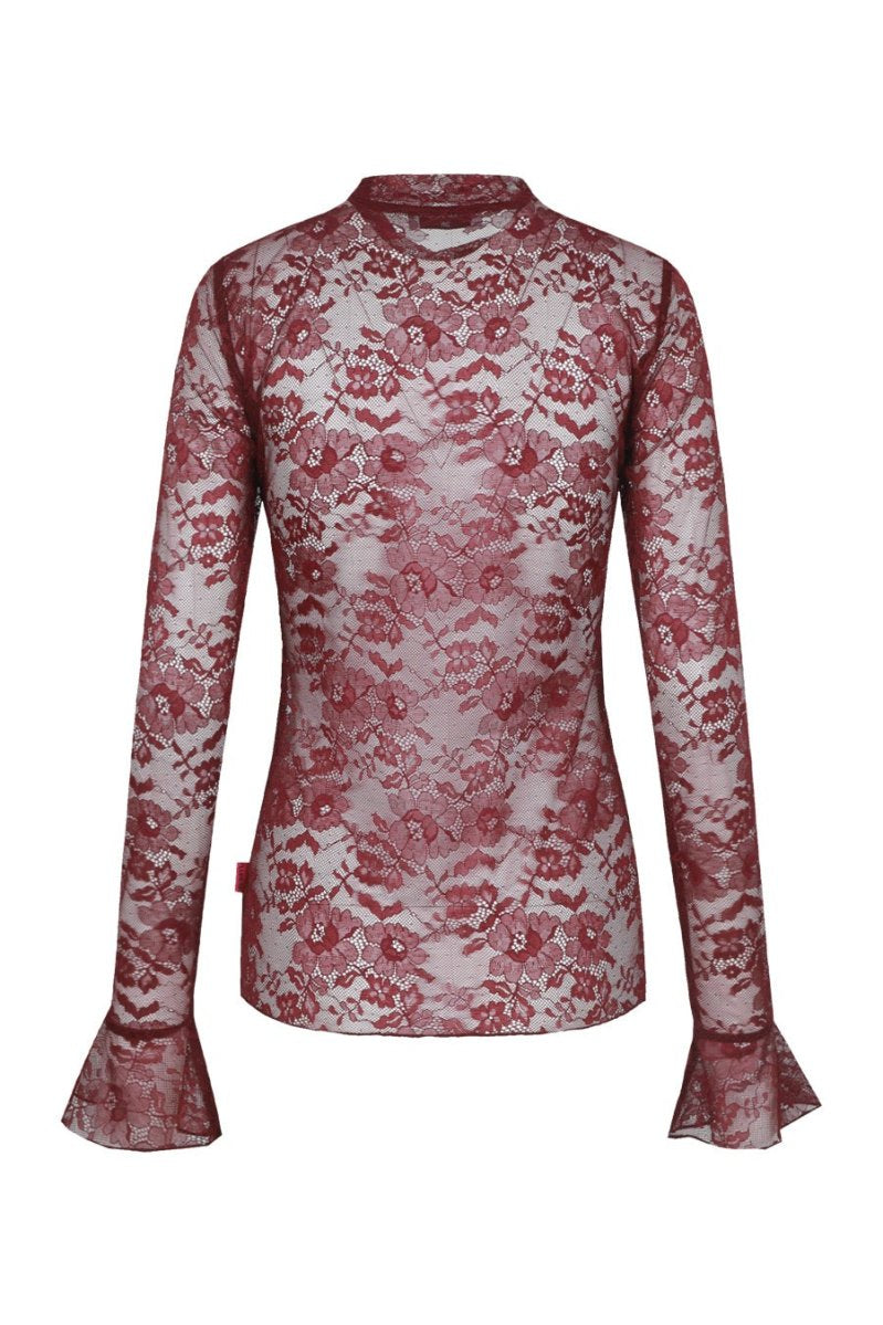 Achterkant kanten top Fluresk Haily in dusky maroon | Jo&Co Club