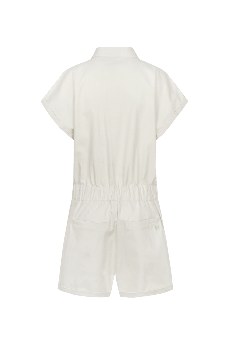 Playsuit playsuit Sand – achterkant met kraag, korte mouwen en elastische taille | Jo&Co Club