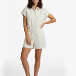 Playsuit gebroken wit – Romper met korte mouwen, knoopsluiting en elastische taille. | Jo&Co Club