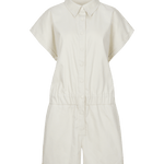 Playsuit Fluresk zandkleurig – blouse-playsuit met korte mouwen en knopen | Jo&Co Club