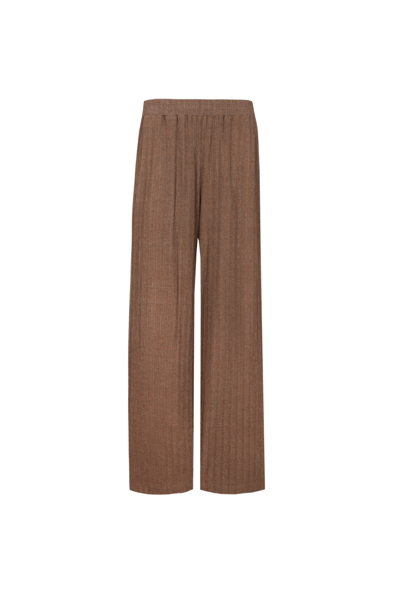 Fluresk broek pants Walnootbruin – Geribde loungebroek met wijde pijpen. | Jo&Co Club