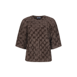 Bruine top met reliefstructuur en halflange mouwen, productfoto | Fluresk Liosa top | Jo&Co Club