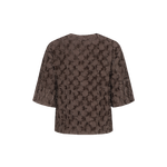 Bruine top met reliefstructuur en halflange mouwen, productfoto achterzijde | Fluresk Liosa top | Jo&Co Club