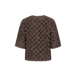 Bruine top met reliefstructuur en halflange mouwen, productfoto achterzijde | Fluresk Liosa top | Jo&Co Club