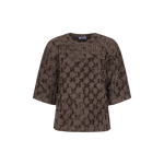 Bruine top met reliefstructuur en halflange mouwen, productfoto | Fluresk Liosa top | Jo&Co Club