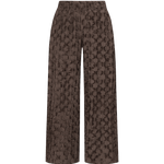 Bruine wijde broek met reliefstructuur, productfoto | Fluresk Loa pants | Jo&Co Club