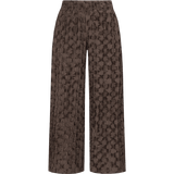 Bruine wijde broek met reliefstructuur, productfoto | Fluresk Loa pants | Jo&Co Club