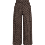 Bruine wijde broek met reliefstructuur, productfoto achterzijde | Fluresk Loa pants | Jo&Co Club