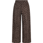 Bruine wijde broek met reliefstructuur, productfoto achterzijde | Fluresk Loa pants | Jo&Co Club