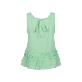 Top top Vivid Green - mouwloze vichyruit top met ruches en strik op de rug | Jo&Co Club